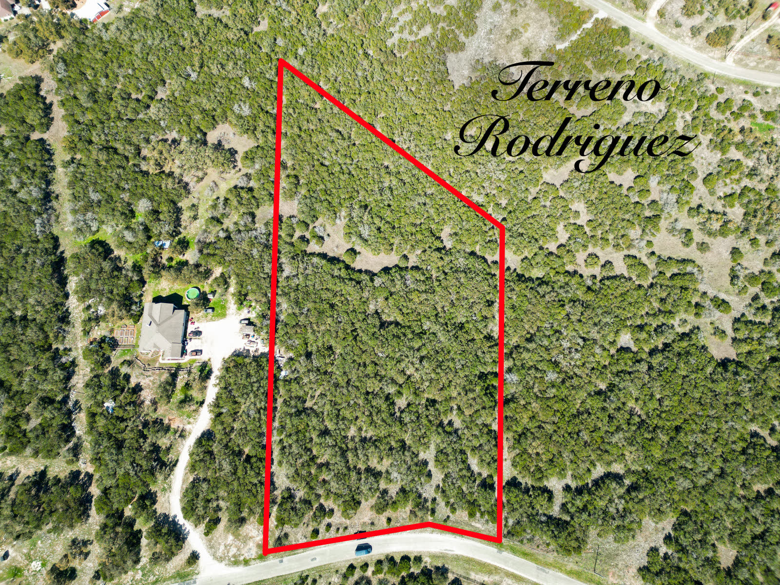 Wooded parcel with mapped boundary