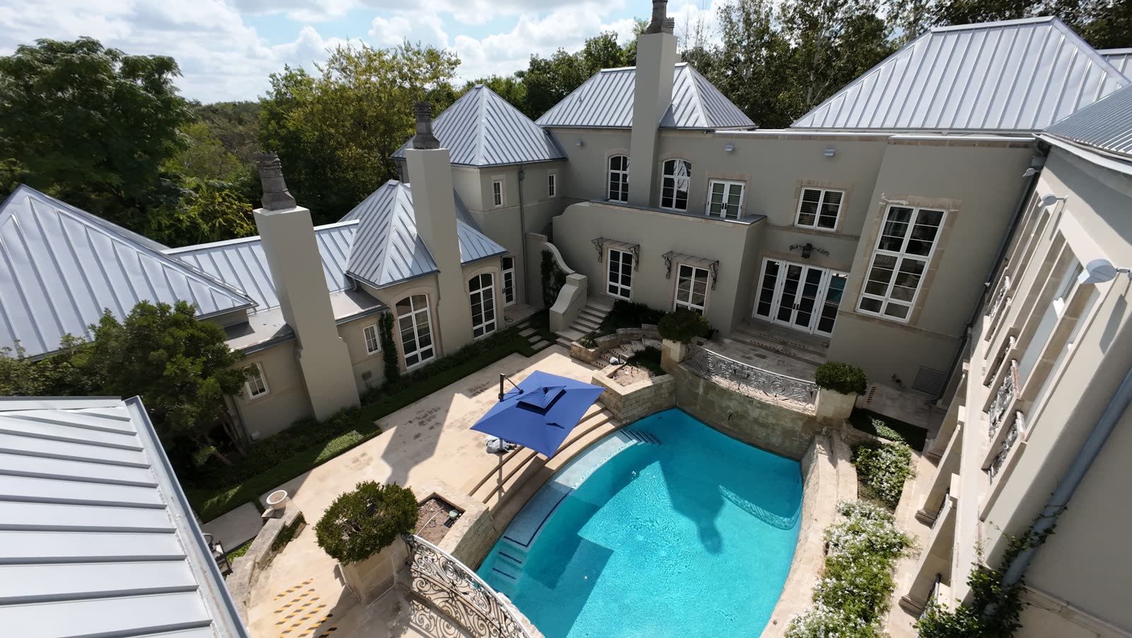 Backyard and pool aerial