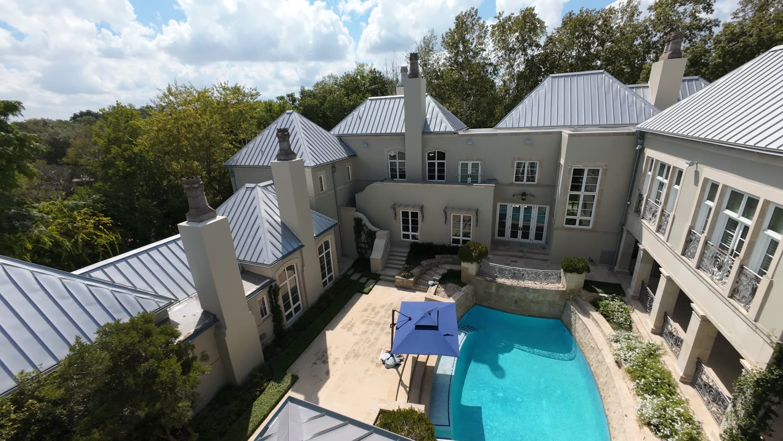 Luxury residence pool aerial